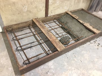 mason stove- rebar foundation slab